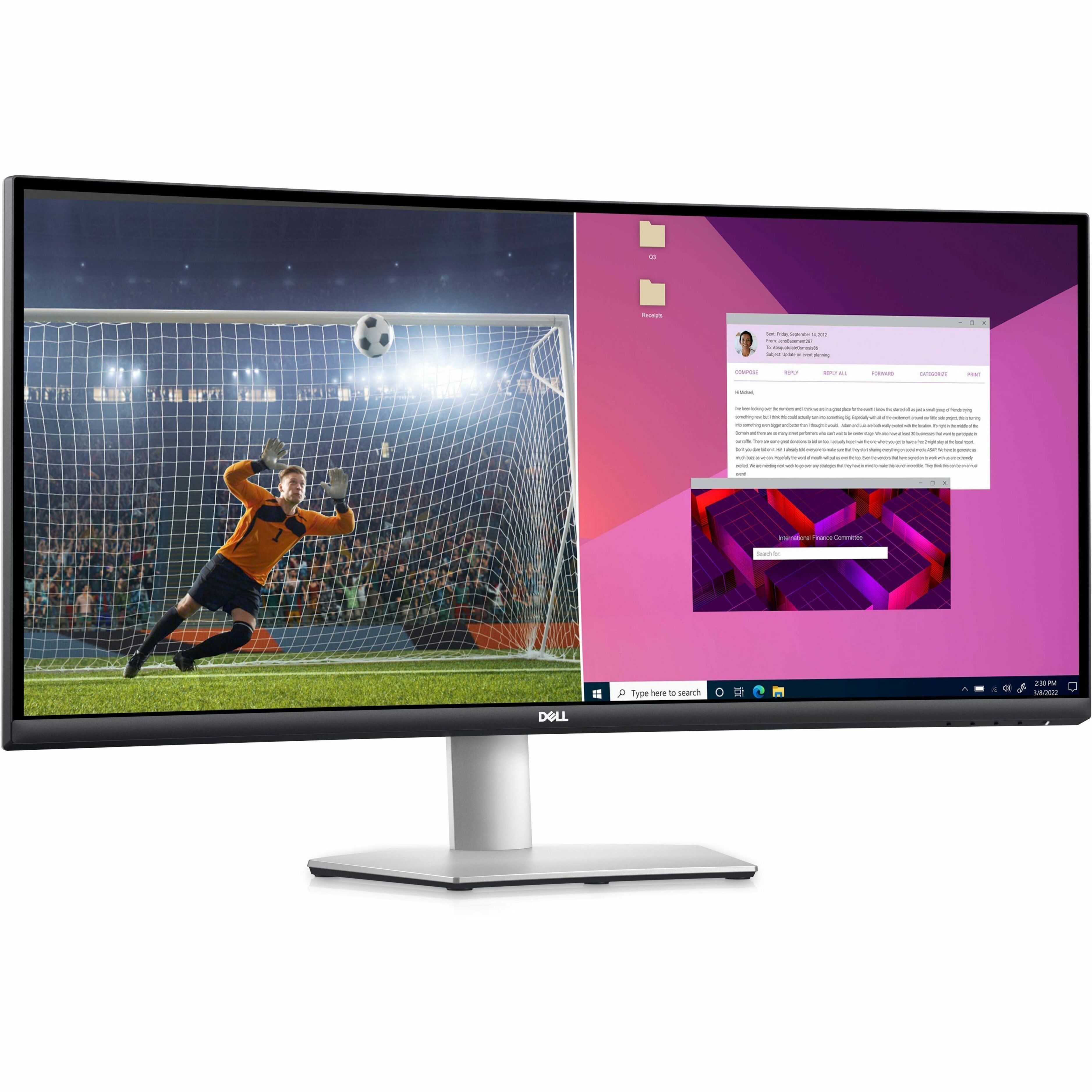 DELL SOURCING - NEW S3423DWC 34" Class Curved Screen LED Monitor - 21:9 - 34" Viewable - Vertical Alignment (VA) - LED Backlight - 3440 x 1440 - 16.7 Million Colors - FreeSync - 300 Nit - USB Type-C - HDMI - DisplayPort - VESA Mount Compatible